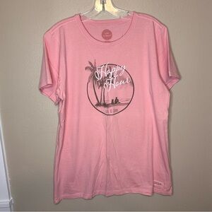 Life is Good Happy Hour Classic Fit Pink T-Shirt Size Large